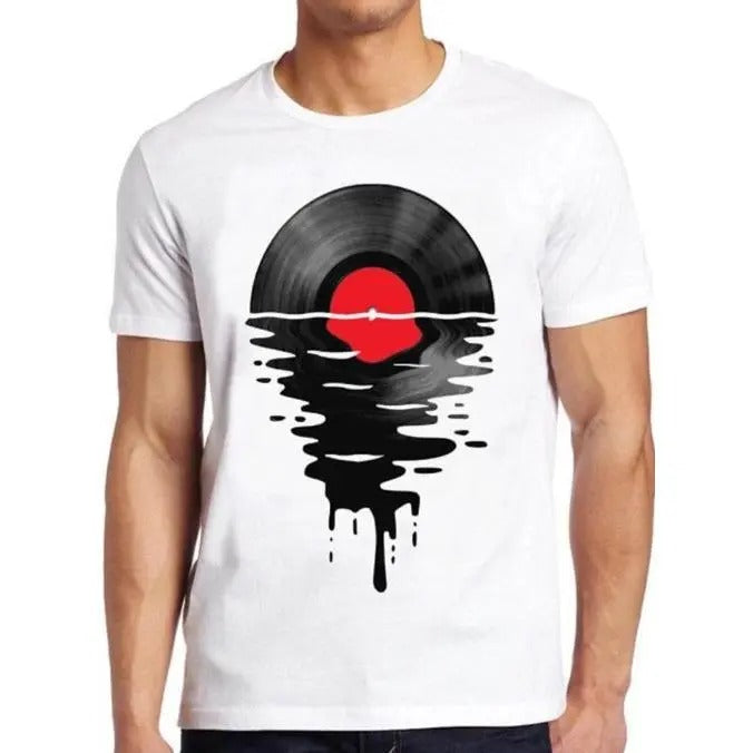 Melting Vinly T Shirt Dripping Cool Record DJ Music Gift Tee Made in USA Hoodie, Sweatshirt | HypeCrazeTee.com