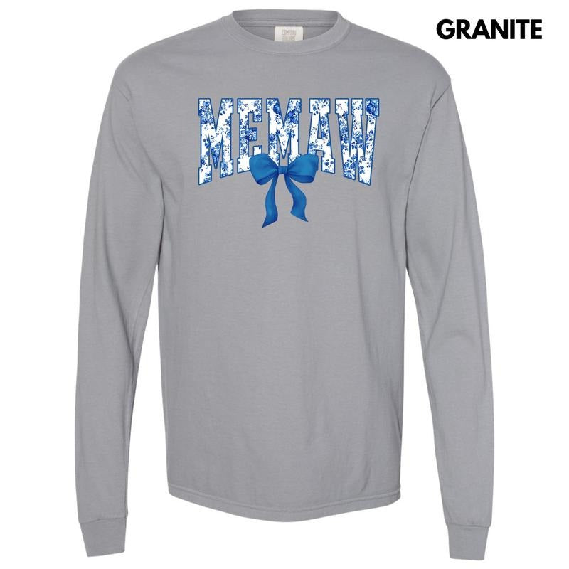 Memaw Blue Florals Long Sleeve Comfort Colors T-Shirt 'NLB' Hoodie, Sweatshirt | HypeCrazeTee.com