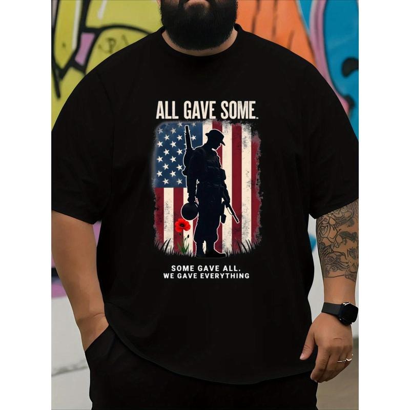 Memorial Day All Gave Some Soldier Silhouette Flag Novelty Awesome Graphic T-Shirt Casual T Shirts Trending Tops Tees for...