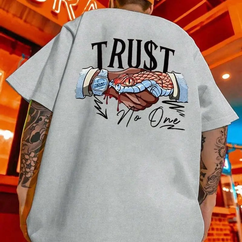Men Cartoon Letter Print Loose Fit Drop Shoulder Casual Summer T-Shirt, Sweatshirt, Hoodie Unisex Shirt, Naughty Clothes Men 
