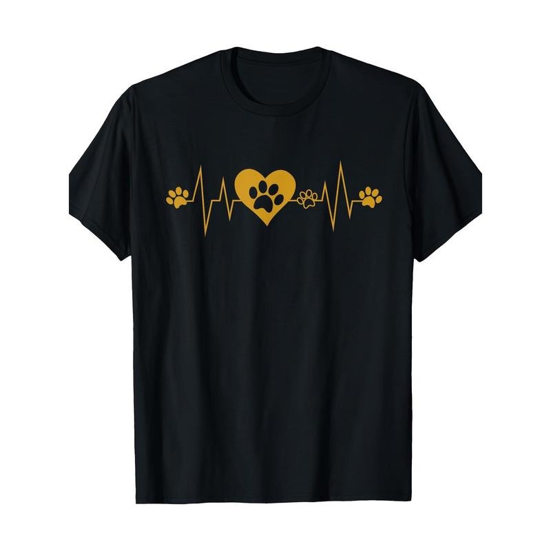 Casual Cotton Paw Print Heartbeat Short Sleeve Crew Neck Digital Print Basic Regular Fit All Seasons 100% Cotton Made USA T-Shirts, Hoodie, Sweatshirt
