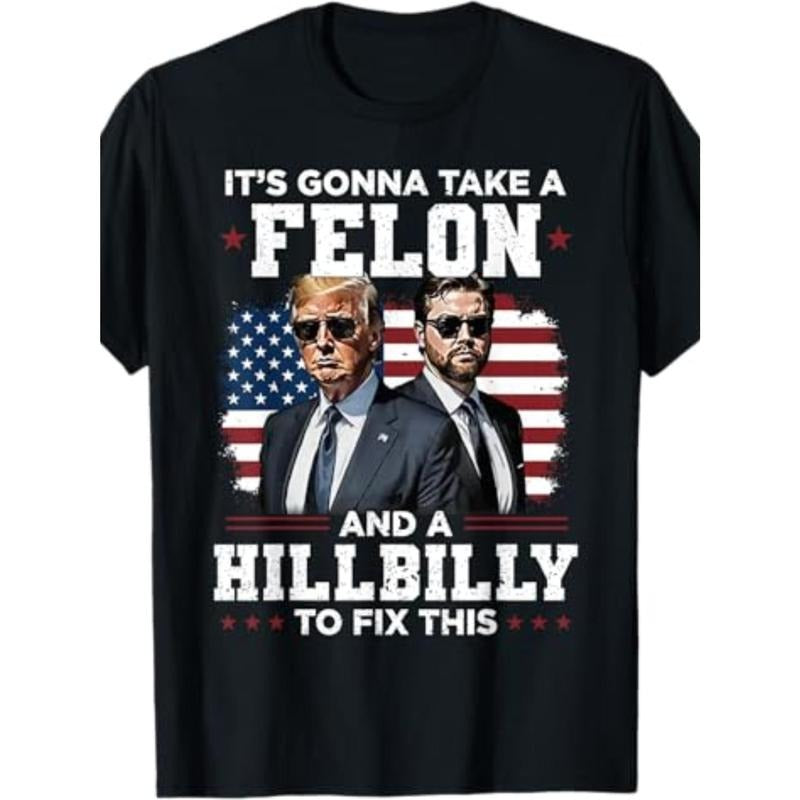 Men'S Casual Crew Neck T-Shirt with Patriotic Slogan, 90% Cotton 10% Polyester Blend, All-Season Knit Fabric, Regular...