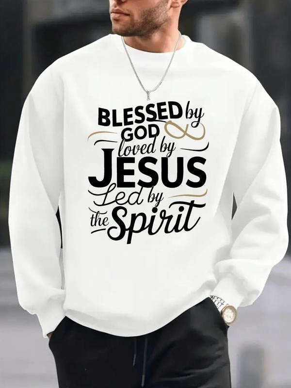 Men'S Christ Spiritual Faith Print Fashion Trend Round Neck Long Sleeve Sweatshirt, Comfortable Regular Fit Pullover, a...