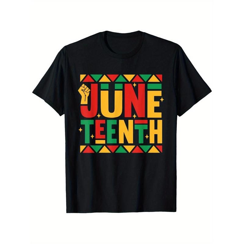 Men'S Juneteenth Freedom Celebration Comfortable Cotton T-Shirt - Vibrant Print, Crew Neck, Regular Fit, Casual Style,...
