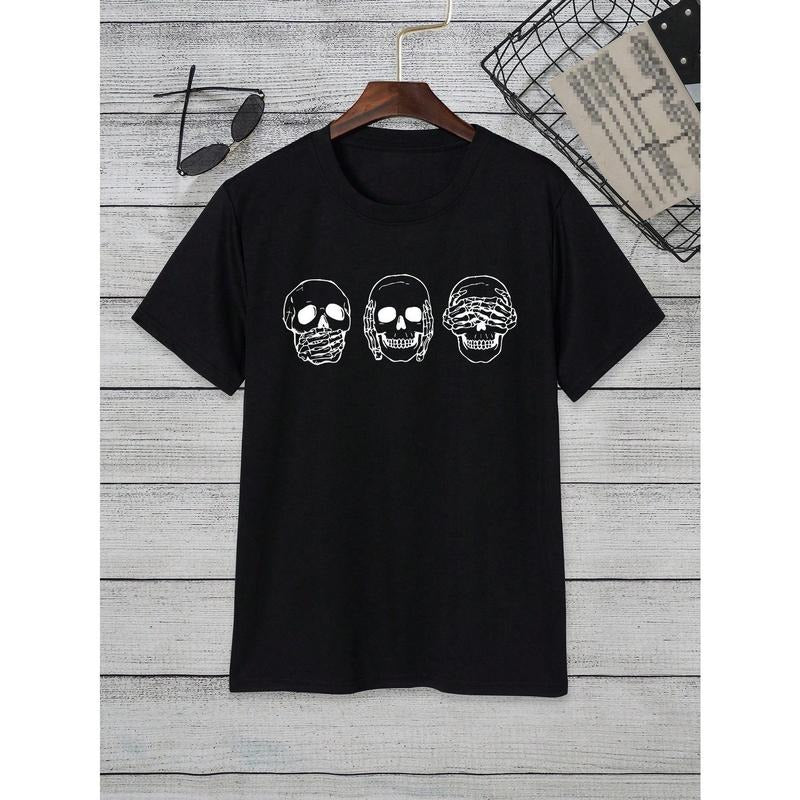 Men Skull Print T-shirt For Spring And Summer Made in USA Hoodie, Sweatshirt | HypeCrazeTee.com