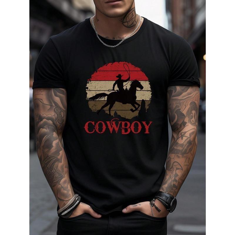 Men Summer Casual Short Sleeve Round Neck T-Shirt With Letter&Knight Print Made in USA Hoodie, Sweatshirt | HypeCrazeTee.com