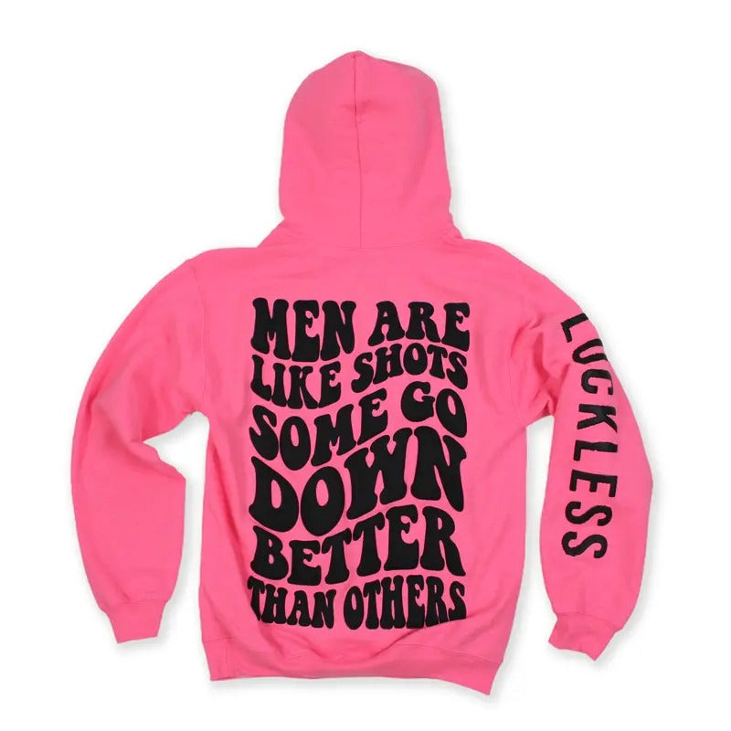 Men are like Shots Hoodie funny sweatshirts cute hoodies trendy T-Shirts | HypeCrazeTee.com