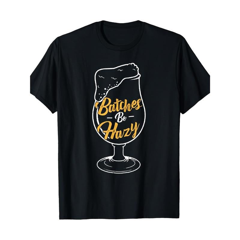 Men's  100% Cotton T-Shirt - Black Craft Beer Graphic Short Sleeve Round Neck Casual Tee for Home Brewers & Beer...