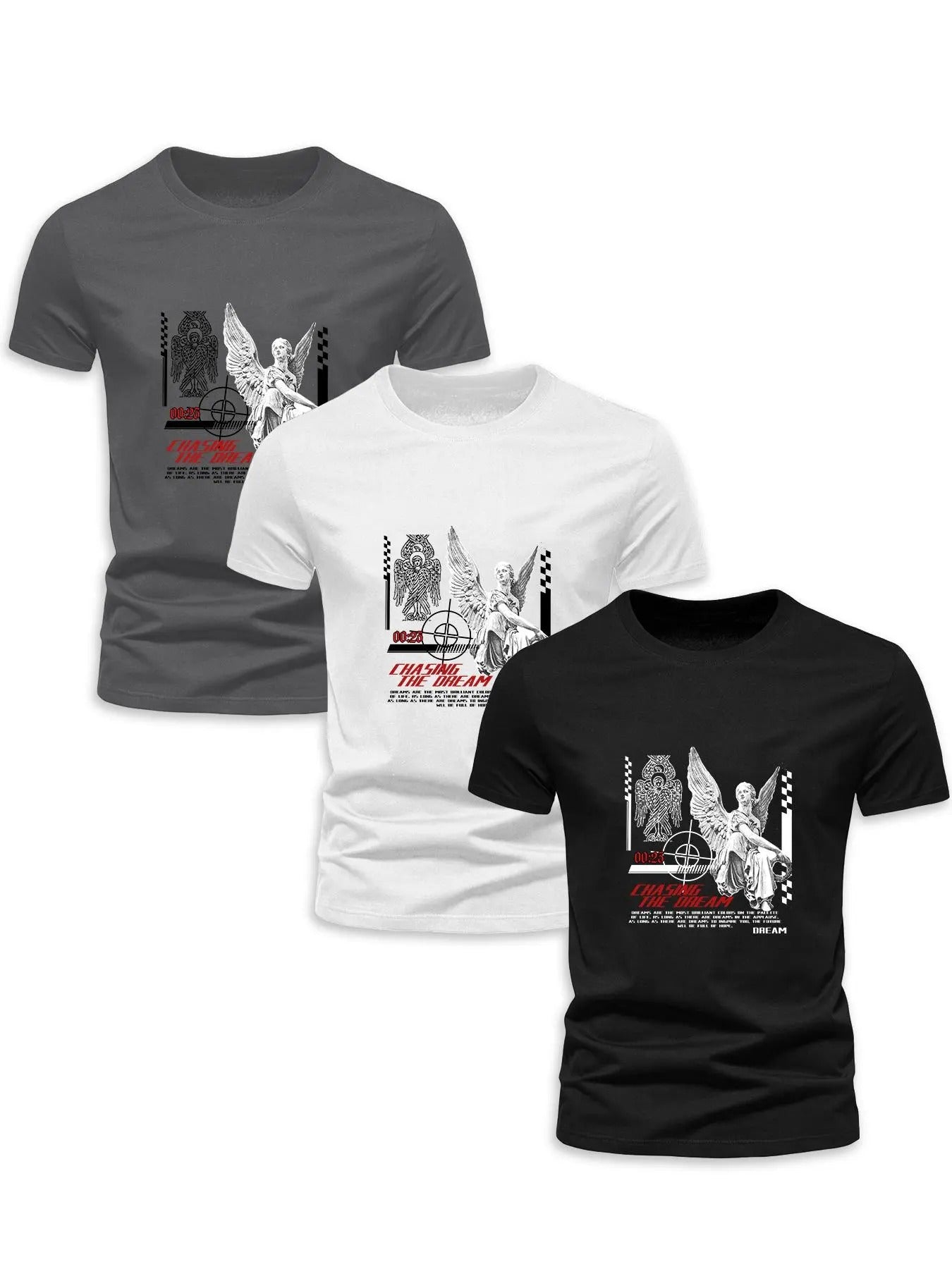 Men's  Letter Graphic Round Neck Tee, Regular Fit Short Sleeve Crew Neck T-shirt for Summer, Casual Men's Top for Daily...