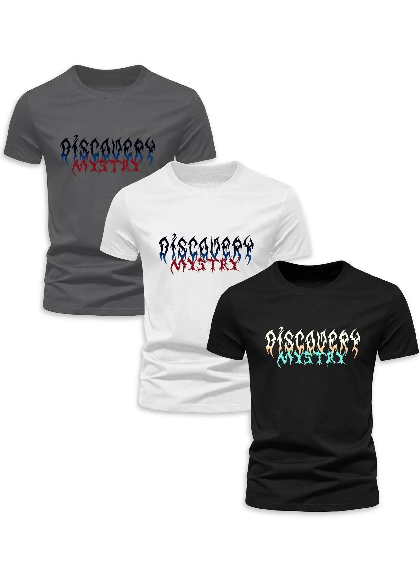 Men's  Letter Print Short Sleeve Round Neck Tee, Regular Fit Casual Graphic T-shirt for Summer, Streetwear Men's Top for...