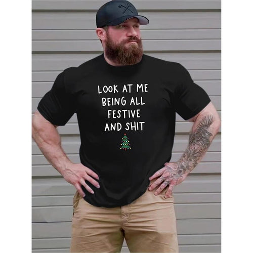 Men's "Look I'm All Festival and Shit" Graphic Printed T-shirt Summer, Outdoor Sports T-shirt Men Made in USA Hoodie,...