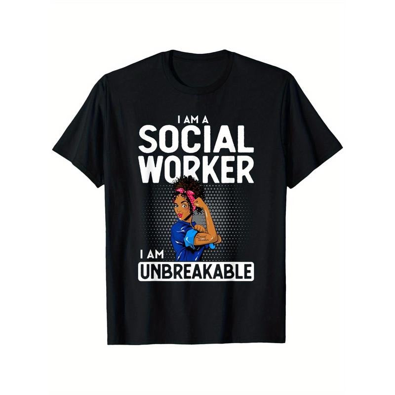Men's African American Social Worker "I Am Unbreakable" Graphic T-Shirt