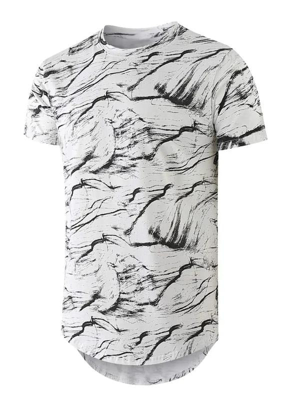 Men's All Over Print  Short Sleeve Tee, Regular Fit Casual Comfy Round Neck T-shirt for Summer, Fashion Men's Top for...