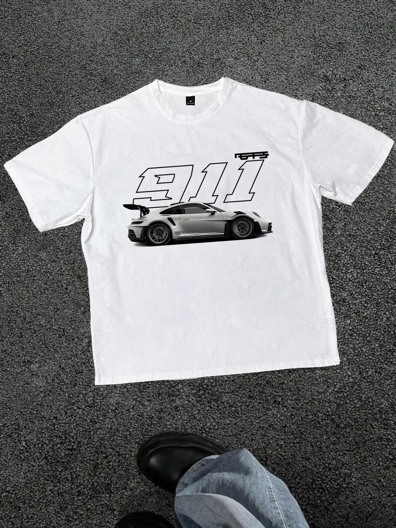 Men's Car & Letter Print Round Neck Tee, Regular Fit Casual Short Sleeve T-shirt for Summer, Men's Top for Daily Wear,...