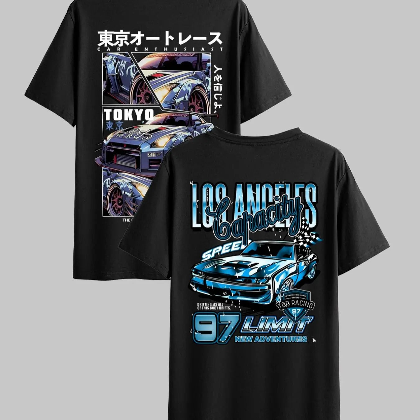 Men's Car Print Drop Shoulder Tee, Regular Fit Casual Round Neck Short Sleeve T-Shirt, Sleepwear Loungewear for All...
