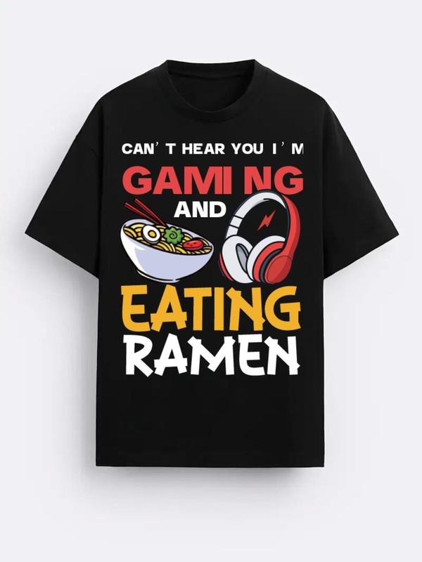 Men's Cartoon & Letter Print Round Neck Tee, Regular Fit Casual Short Sleeve T-shirt for Daily Wear, Men's Top for All...