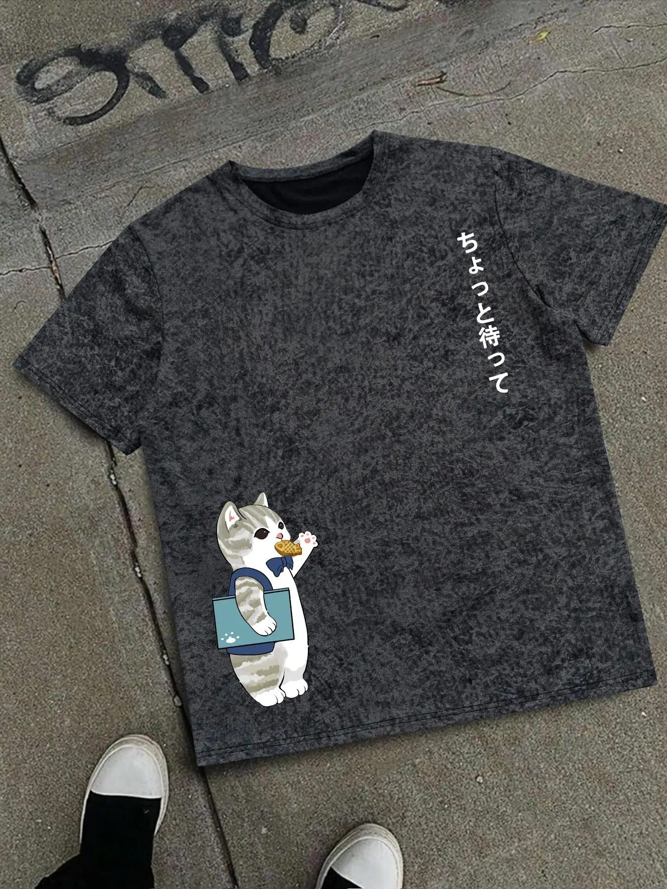 Men's Cartoon Cat Print Round Neck Short Sleeve Tee, Regular Fit Casual Comfy  Crew Neck T-shirt for Summer, Men's Top...