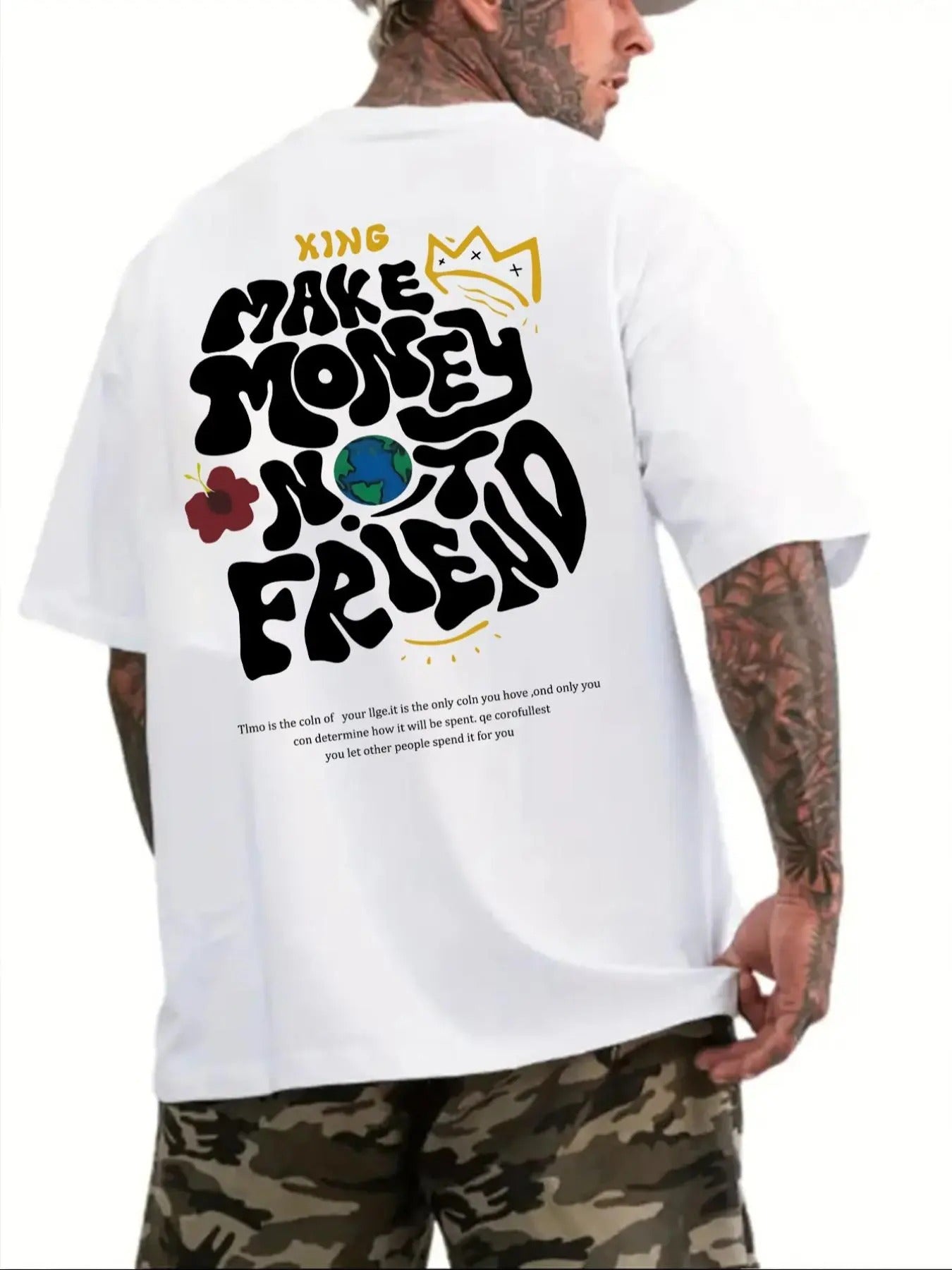 Men's Cartoon Letter Graphic Print Round Neck Tee, Regular Fit Casual Short Sleeve T-shirt, Men's Summer Top for Daily...