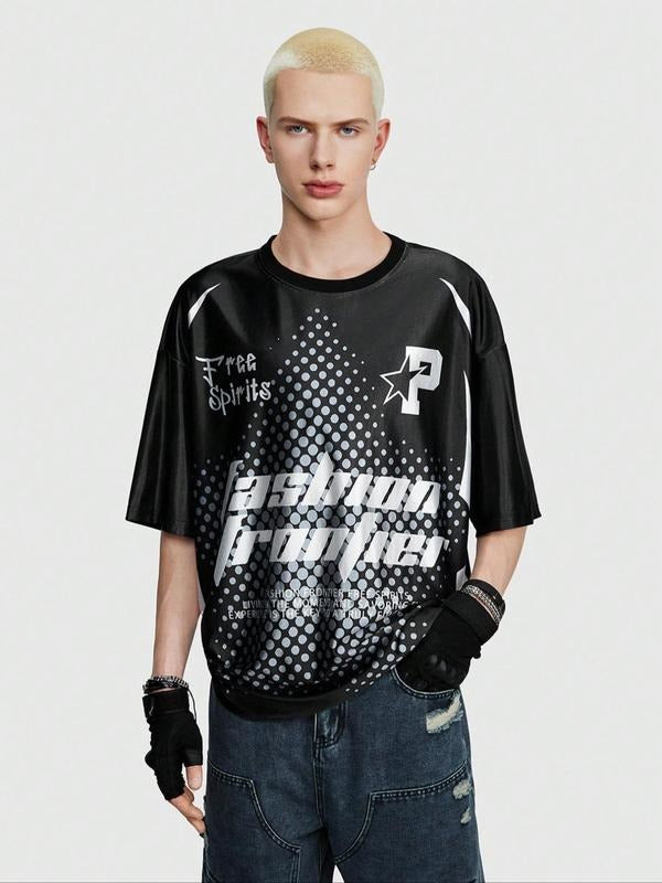 Men's Cartoon Print Round Neck Tee, Regular Fit Casual Fashion Comfy Short Sleeve T-shirt for Summer, Men's Top for Daily...