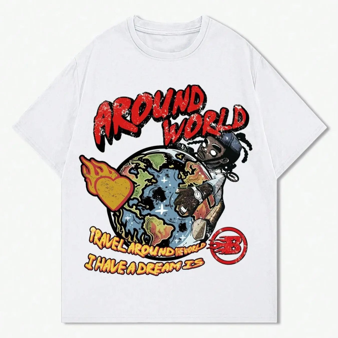 Men's Cartoon Print Round Neck Tee, Regular Fit Casual Short Sleeve T-shirt, Men's Summer Top for Daily Wear Hoodie,...