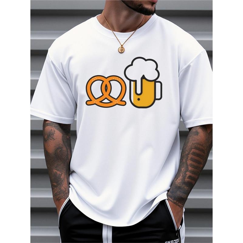 Men's Casual Beer & Pretzel Graphic T-Shirt