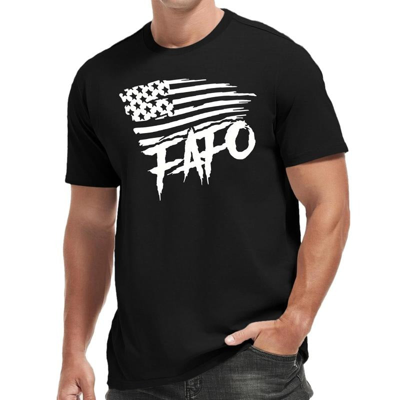 Men's Casual Cotton T-Shirt, American Flag Print, Crew Neck, Short Sleeves, Regular Fit, Summer Knit Top, Suitable for...