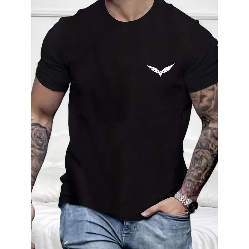 Men's Casual Crew Neck T-Shirt, 100% Polyester Knit Fabric, Solid Color Short Sleeve Top for All Seasons Hoodie, Sweatshirt