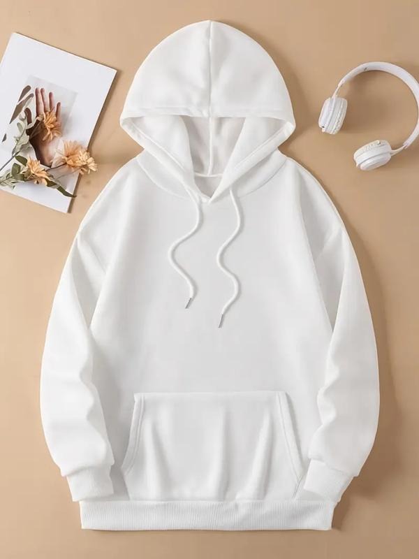 Men's Casual Letter Print Fleece Hoodie, Drawstring Pocket Design, Loose Fit Fall Winter Fashion Pullover Sweatshirt T-Shirts