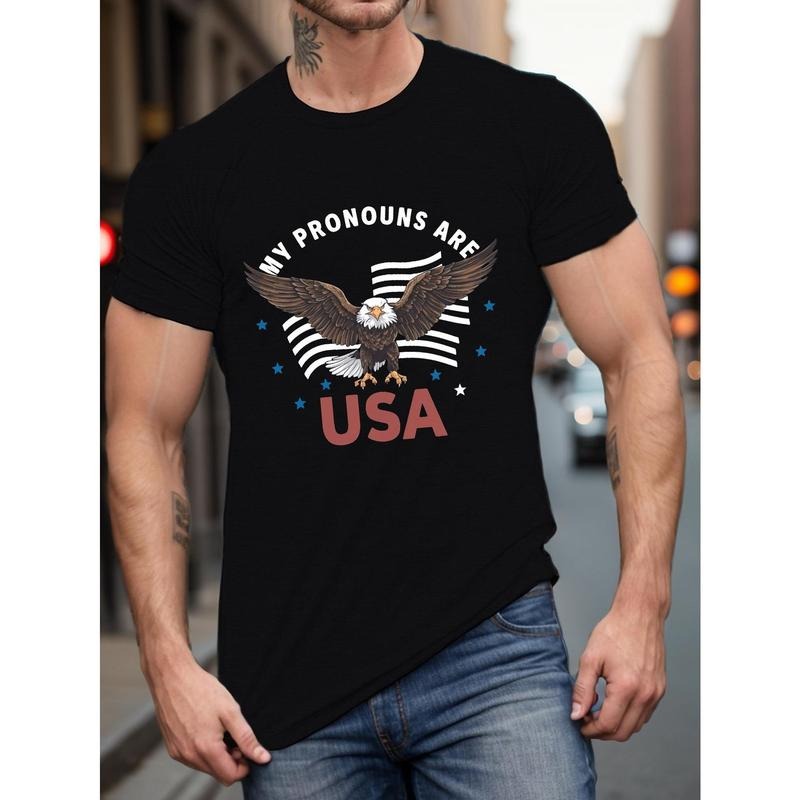 Men's Casual Short Sleeve T-Shirt with Geometric Print - Breathable Polyester, Machine Washable, Round Neck