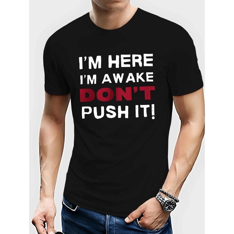 Men's Casual Short Sleeve T-Shirt with Geometric Print - Breathable Polyester, Round Neck, Machine Washable