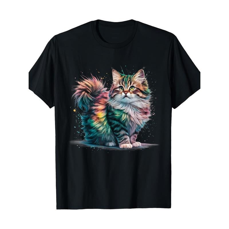 Men's Cat Color Watercolor Cat T-shirt -100% cotton Made in USA Hoodie, Sweatshirt | HypeCrazeTee.com