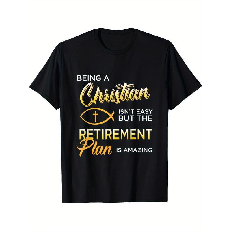 Men's Christian Gospel and Bible Phrase Printed T-shirt, Comfortable Breathable, Casual Short Sleeve, Daily Wear, All...