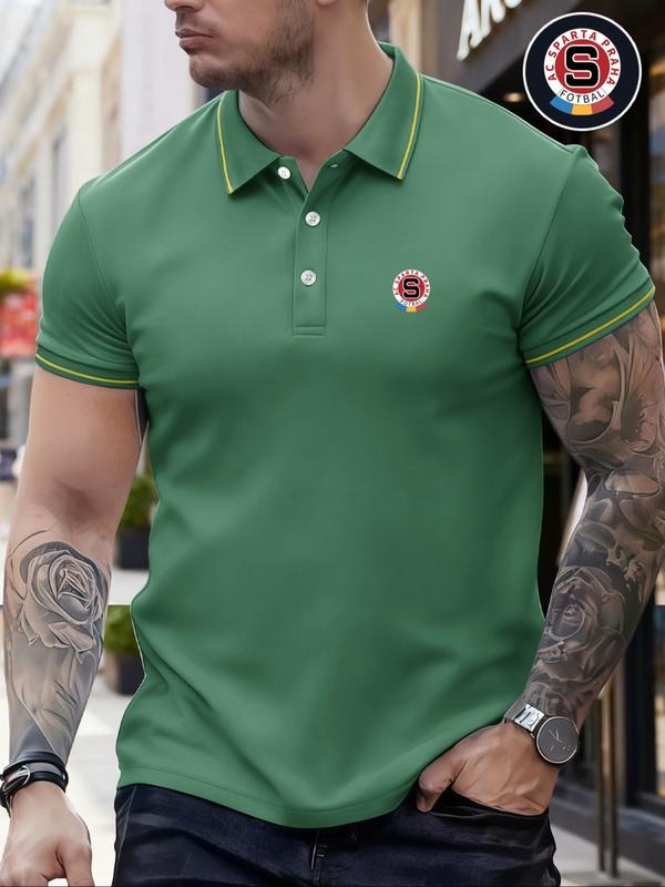 Men's Classic Fashion Casual Comfortable Micro-Elastic Straight Tube Polo Shirt, Trim Design, Outdoor Sports Polo Tee...