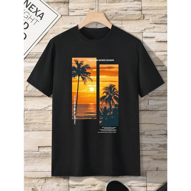 Men's Coconut Tree Printed Short Sleeve T-Shirt Made in USA Hoodie, Sweatshirt | HypeCrazeTee.com