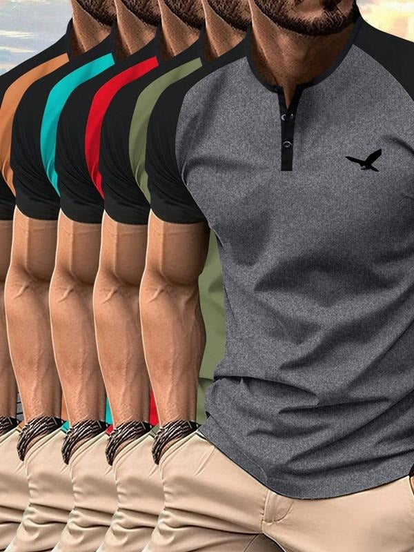 Men's Colorblock Short Sleeve Tee, Regular Fit Casual Crew Neck T-shirt for Summer, Fashion Men's Top for Daily Wear,...