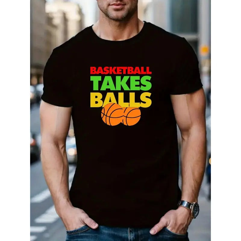 Men's Creative Letter Print T-Shirt - Casual Crew Neck, Short Sleeve,