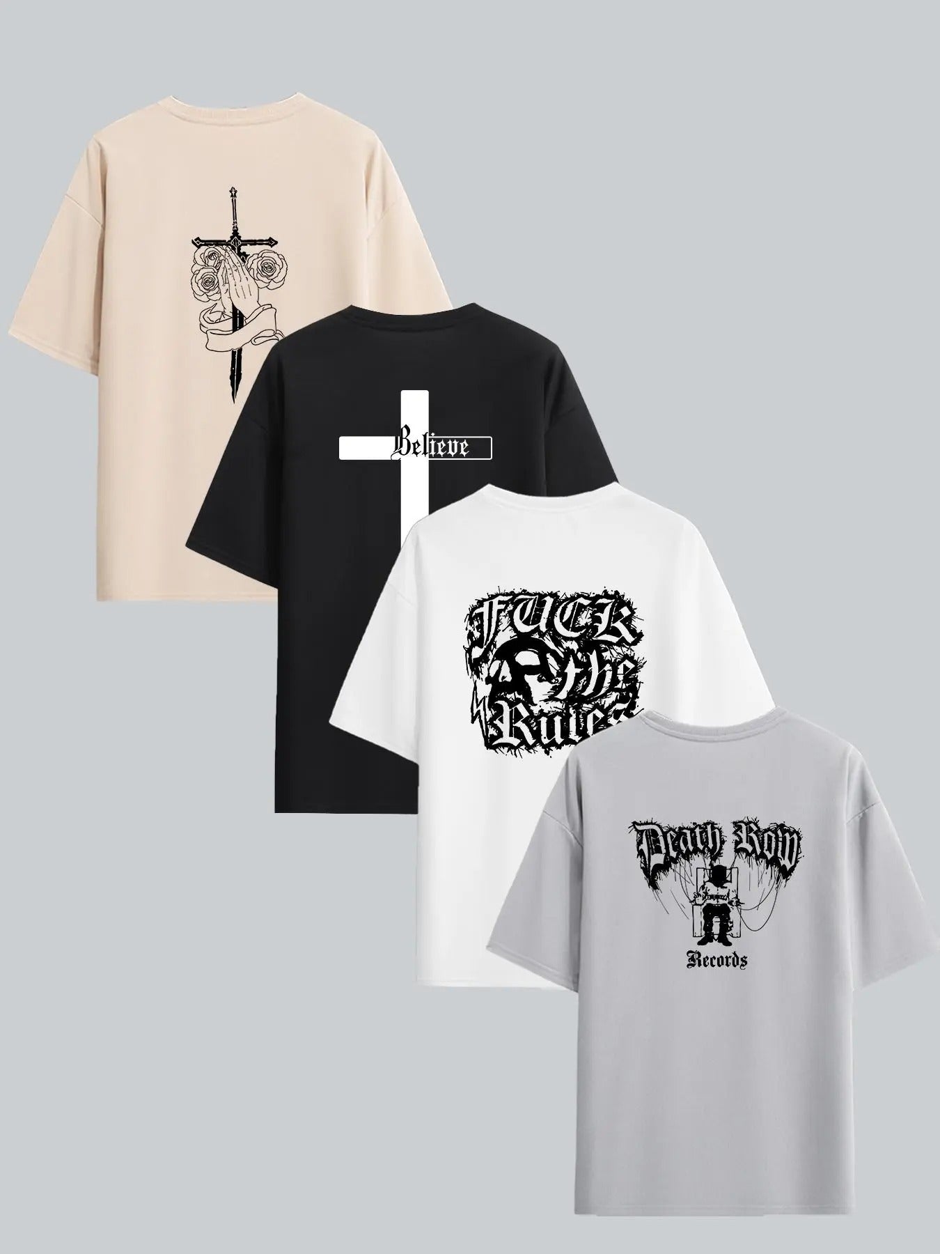 Men's Cross Letter Figure Print Drop Shoulder Tee, Casual Comfy Short Sleeve Round Neck T-shirt for Summer, Fashion Men's...