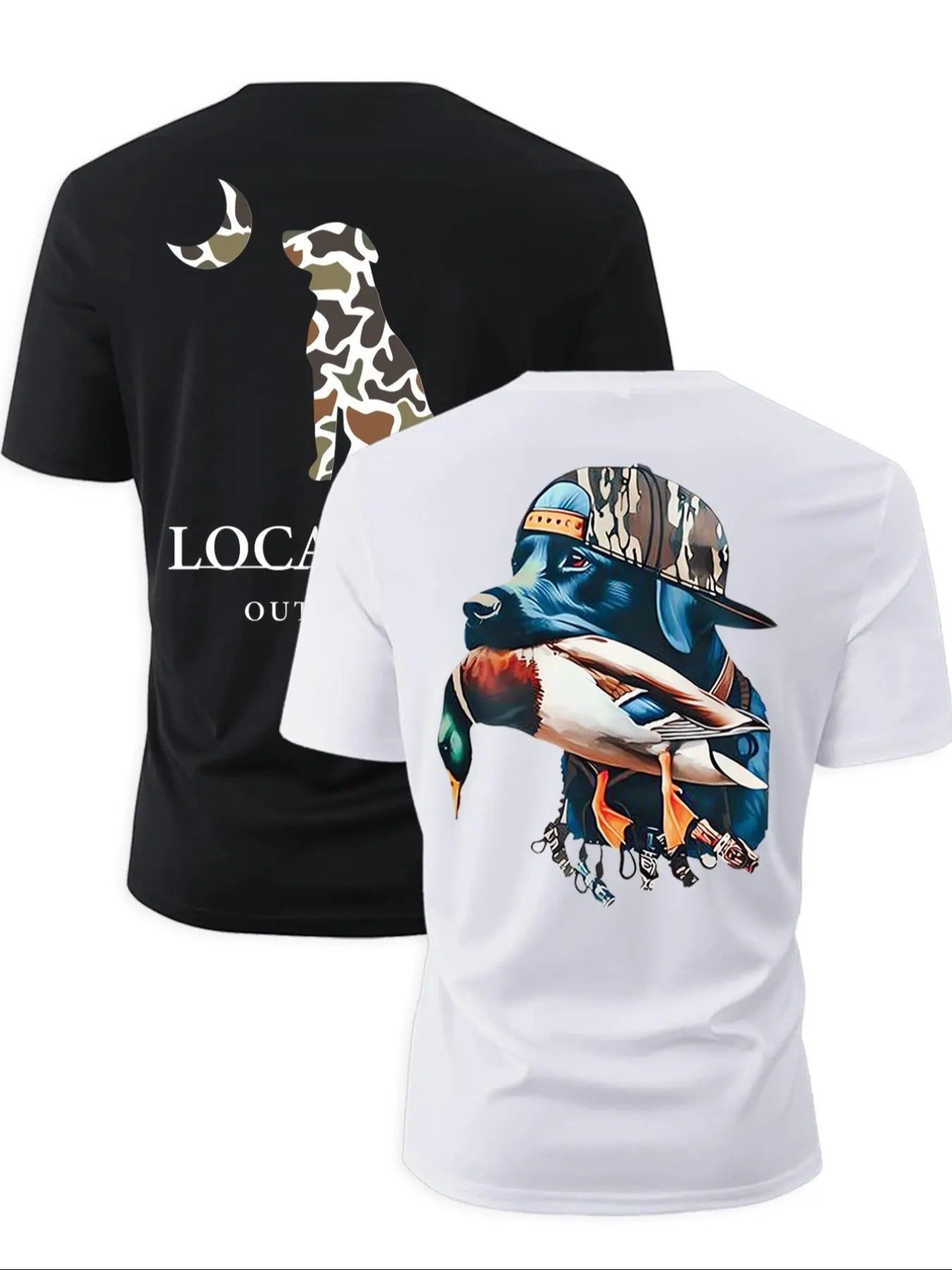 Men's Dog & Letter Print Short Sleeve Tee, Regular Fit Casual Fashion Round Neck T-shirt for Summer, Men's Top for Daily...