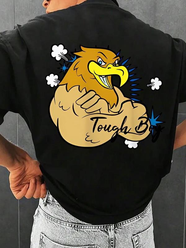 Men's Eagle Print Round Neck Tee, Loose Casual Fashion Short Sleeve T-shirt for Summer, Men's Top for Daily Wear Hoodie,...