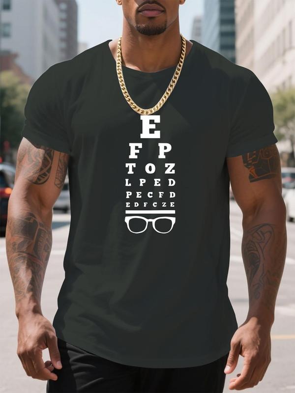 Men's Eagle Print Round Neck Tee, Regular Fit Casual Short Sleeve Crew Neck T-shirt for Daily Wear, Men's Top for All...