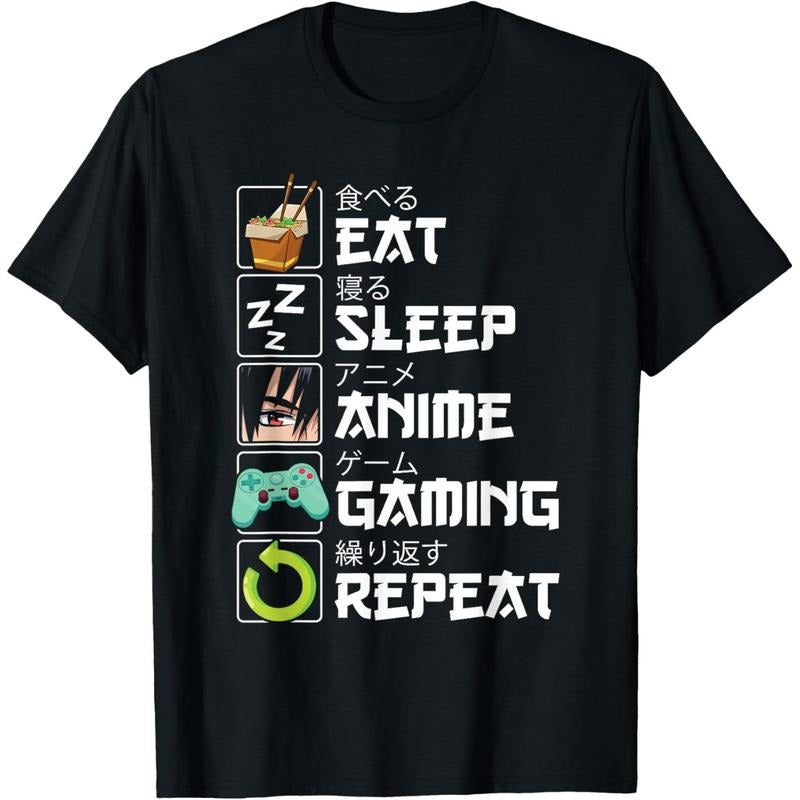 Men's Eat Sleep Anime Gaming Repeat Kawaii Otaku Anime Manga T-Shirt Hoodie, Sweatshirt | HypeCrazeTee.com