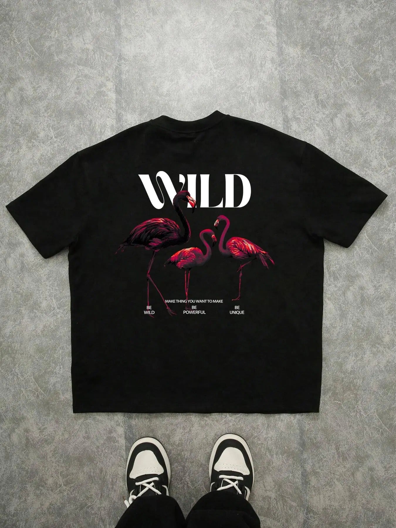 Men's Flamingo & Letter Print Round Neck Tee, Regular Fit Casual Short Sleeve Crew Neck T-Shirt for Summer, Fashion Men's...