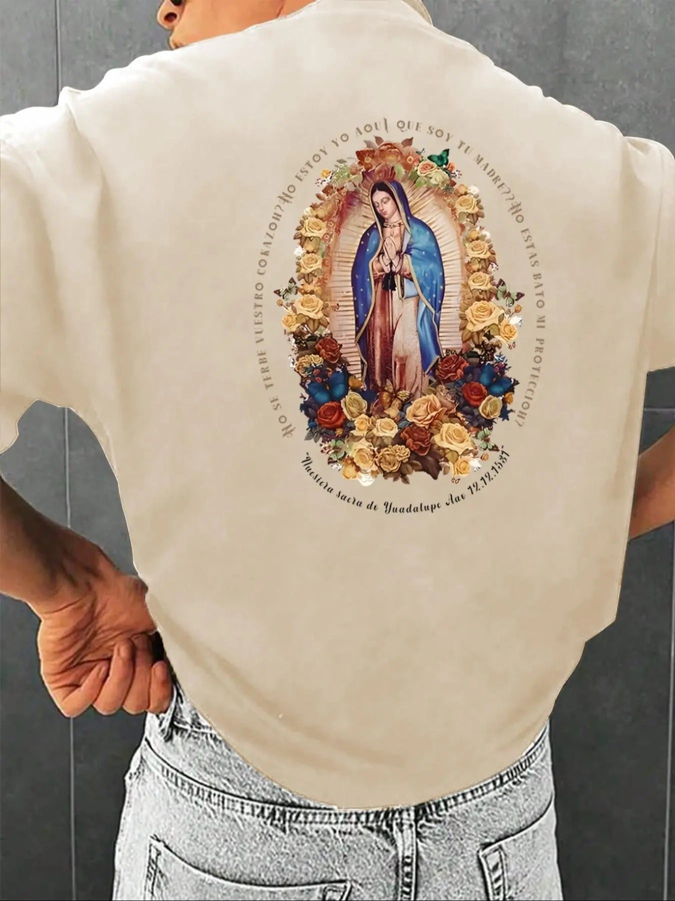 Men's Floral & Figure Print Round Neck Tee, Regular Fit Casual Short Sleeve Crew Neck T-shirt for Summer, Men's Top for...