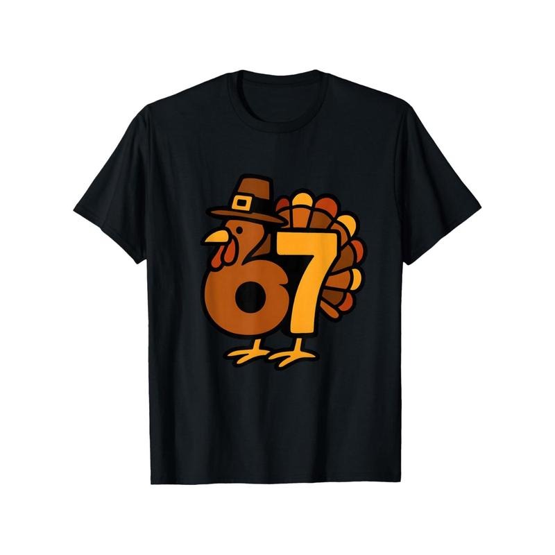 Men's Funny 67 Turkey Number 6 & 7 Thanksgiving T-Shirt
