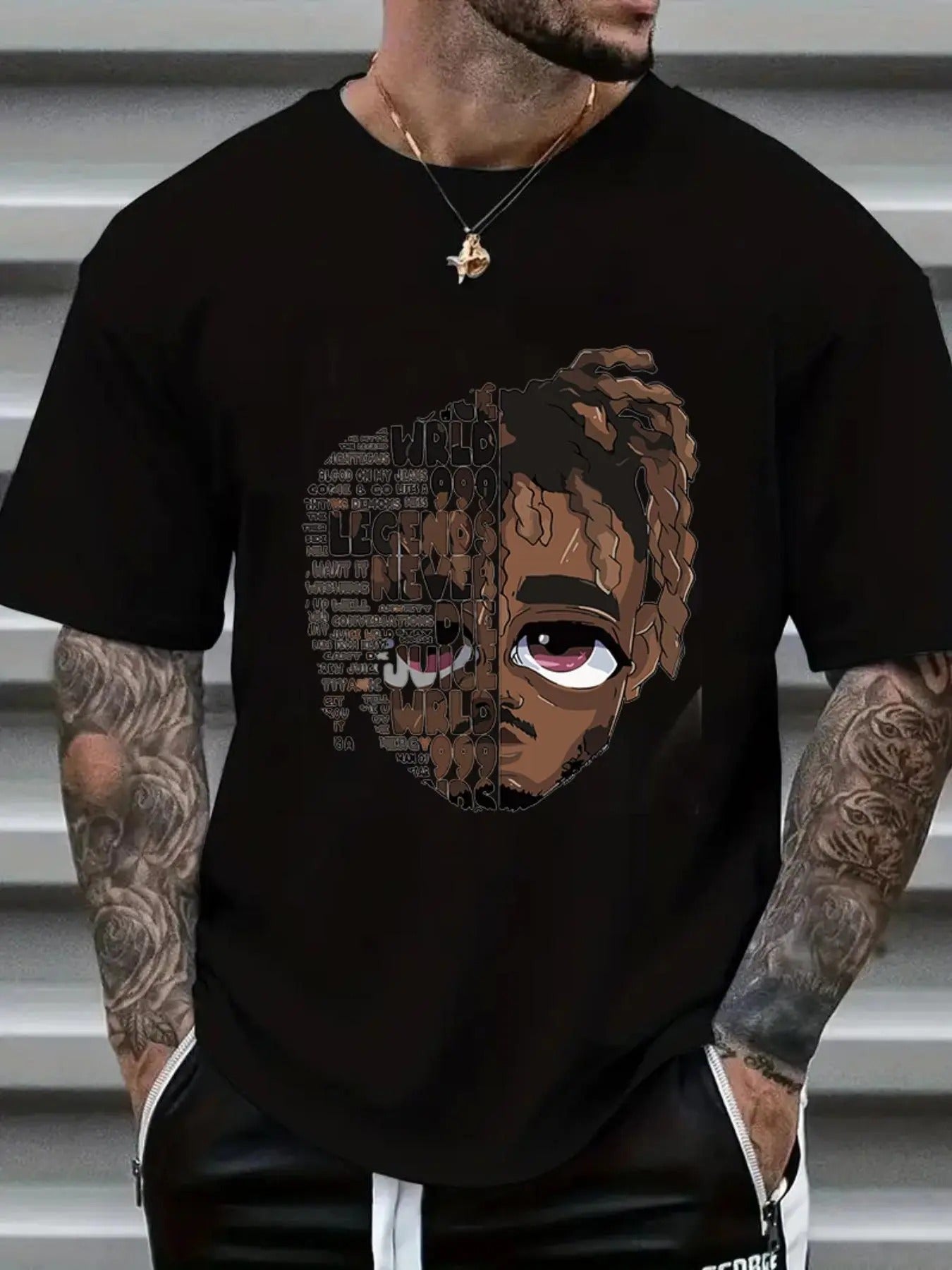 Men's Graphic Print Round Neck Tee, Casual Short Sleeve T-shirt for Daily Wear, Men's Top for All Seasons Hoodie, Sweatshirt