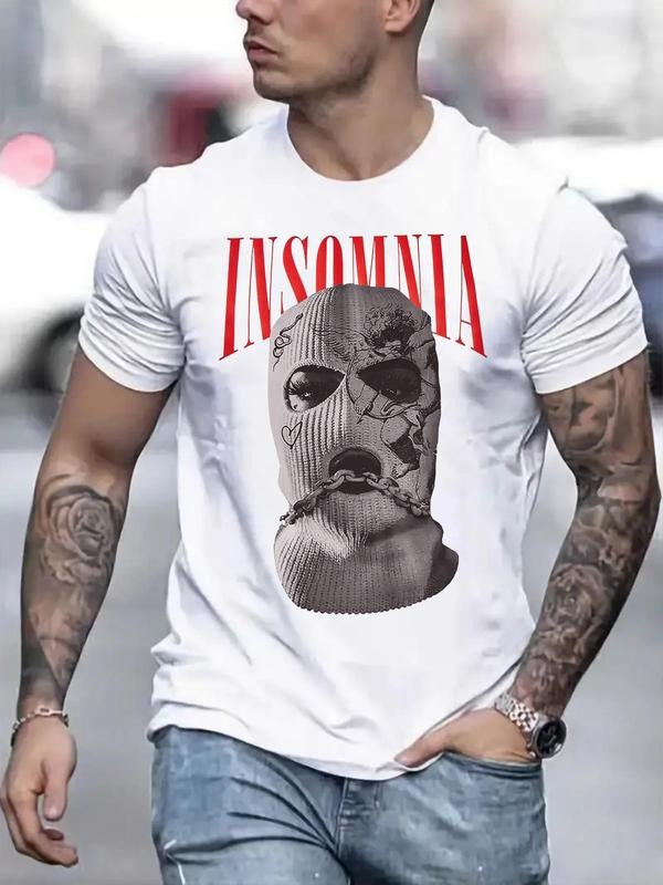 Men's Graphic Print Round Neck Tee, Regular Fit Casual Short Sleeve T-shirt for Summer, Men's Top for Daily Wear style 02...