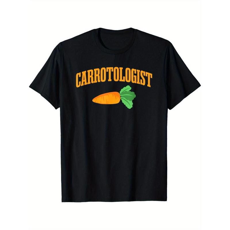Men's Graphic Print with Carrot Design, Black & Yellow Botanist Vegan Tee, Regular Fit Short Sleeve Round Neck Casual...