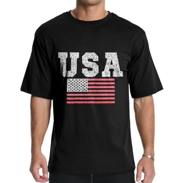 Men's Graphic Tees, Short Sleeve USA Flag Crewneck Casual American Patriotic Regular T-Shirt for Men Made in USA Hoodie,...