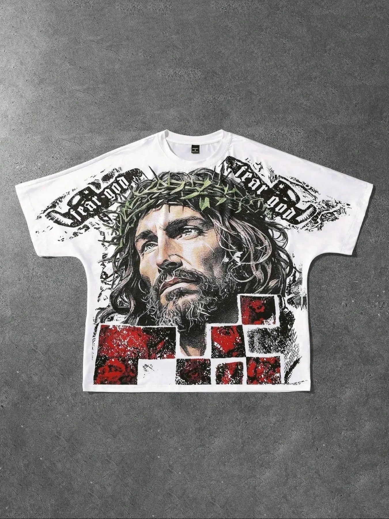 Men's Jesus Print Round Neck Tee, Regular Fit Casual Short Sleeve Crew Neck T-Shirt for Daily Wear, Men's Top for All...