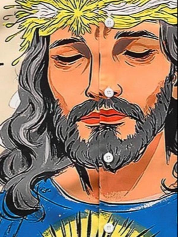 Men's Jesus Print Short Sleeve Tee & Shorts Loungewear, Loose Casual Comfy Round Neck T-shirt & Shorts PJ Set, Men's...